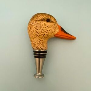 Hand carved Duck Head Wine Bottle Stopper